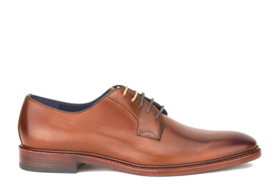 Lark Men's Lace-Up Derby in Cognac Side View