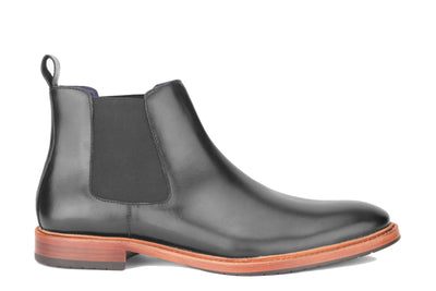 Towne Men's Chelsea Boot in Black Side View 